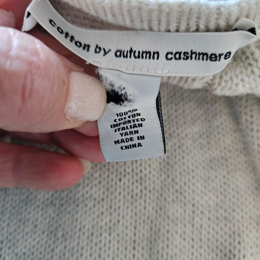 Cotton by Autumn Cashmere Women's Heathered Cream/grey pullover sweater, Large - Picture 6 of 10